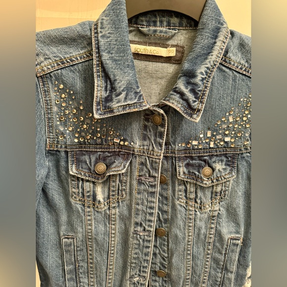 Distressed Jeweled Jean Jacket by South & Co. Size PP or sz 2 equivalent. - Picture 3 of 6